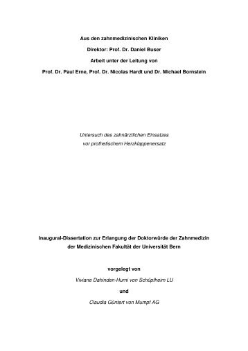 VHurni Dissertation 2006 - Dr. med. dent. Viviane Hurni SSO SFMD