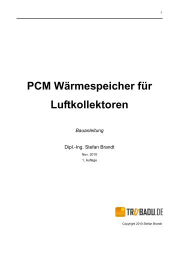 PCM Wärmespeicher für Luftkollektoren - Trubadu.de