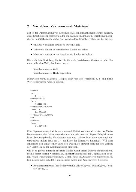 Eine kurze Einführung in scilab - am Institut für Mathematik der ...