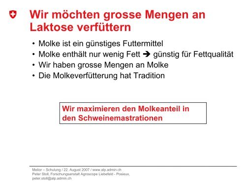 Wie Molke optimal einsetzen? - Agroscope - CH