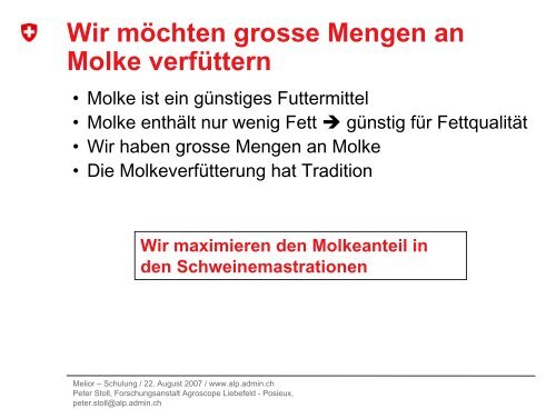 Wie Molke optimal einsetzen? - Agroscope - CH