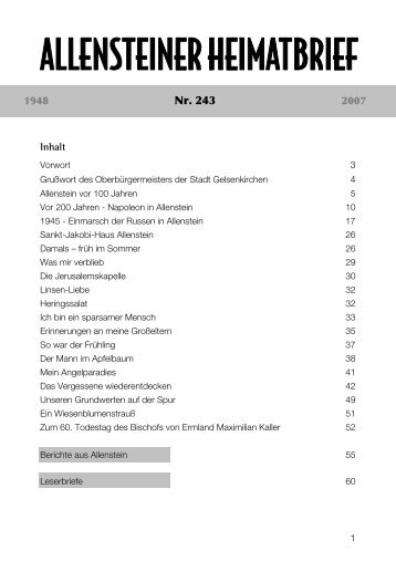 Nr. 243 - Stadtgemeinschaft Tilsit eV - Ostpreußen