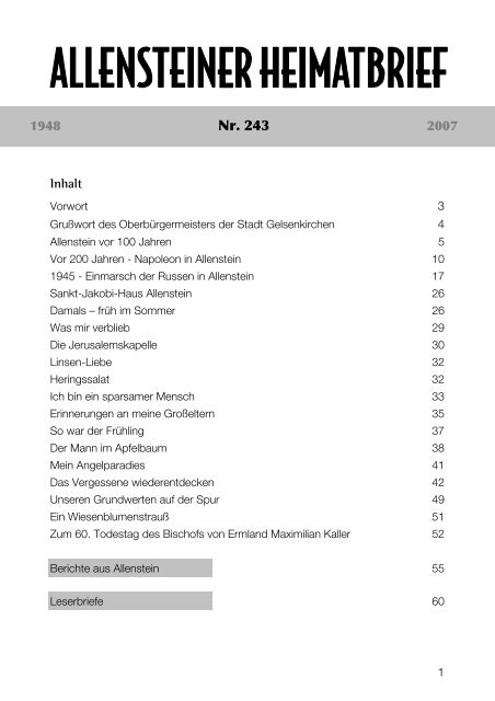 Nr. 243 - Stadtgemeinschaft Tilsit eV - Ostpreußen