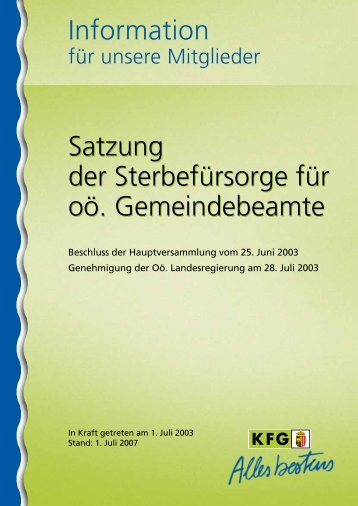 Information Satzung der Sterbefürsorge für oö ... - KFG OÖ