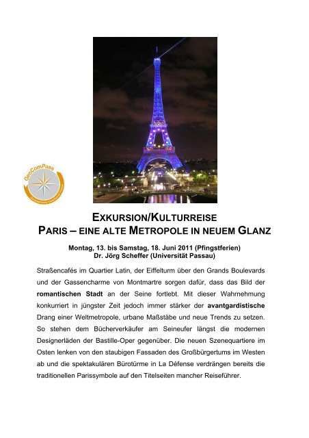 exkursion/kulturreise paris – eine alte metropole in neuem glanz