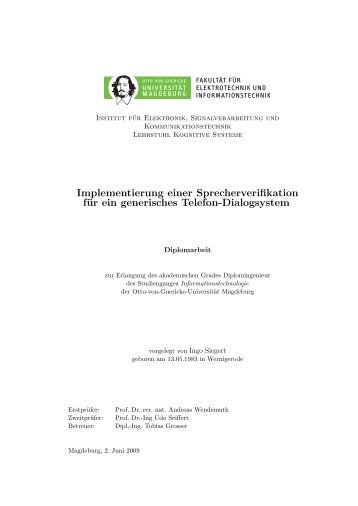 Implementierung einer Sprecherverifikation für ein generisches ...