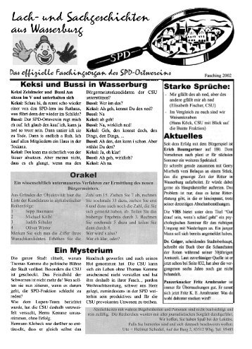 Faschingslupe 2002, Keksi und Bussi in ... - SPD-Wasserburg