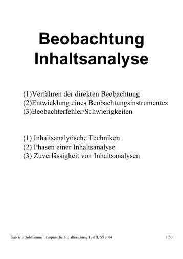 Beobachtung Inhaltsanalyse