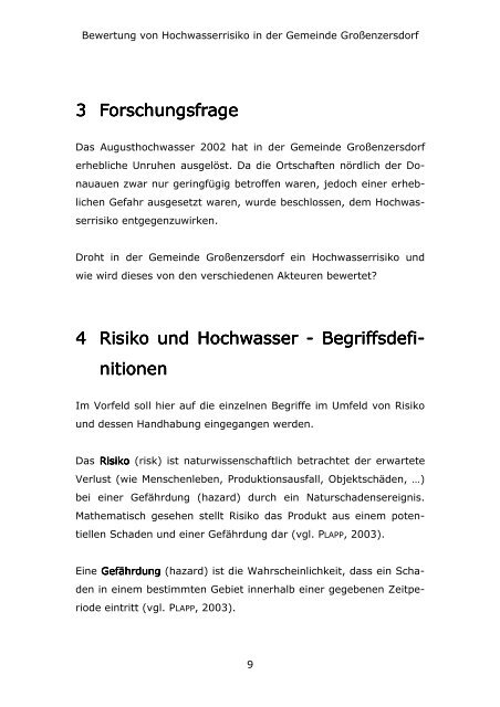 Bewertung Bewertung von Hochwasse von Hochwasserrisiko in der ...