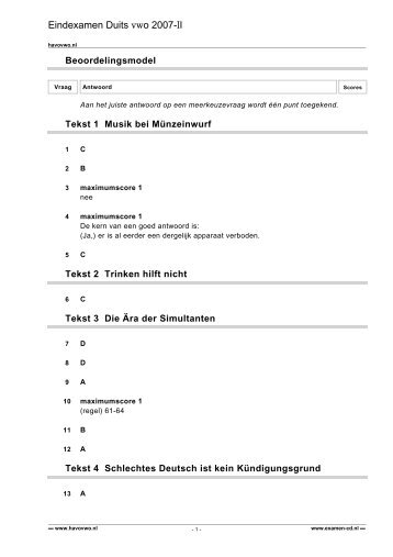 Eindexamen Duits vwo 2007-II - Havovwo.nl