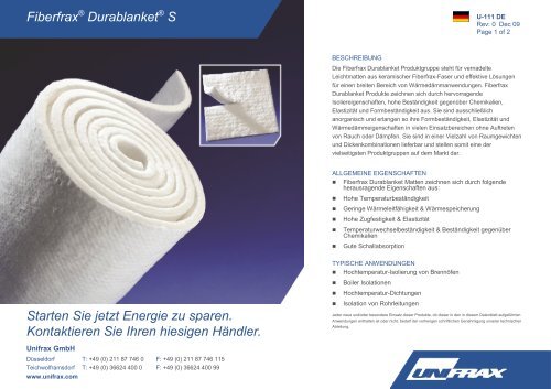 Fiberfrax® Durablanket® S Starten Sie jetzt Energie zu ... - Unifrax