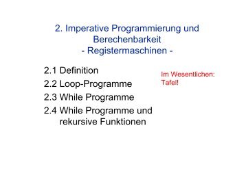 2. Imperative Programmierung und Berechenbarkeit ...