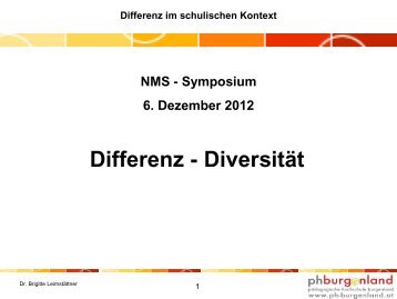 Differenz im schulischen Kontext - NMSvernetzung