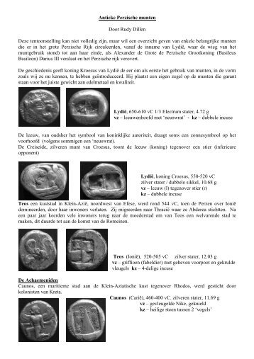 De Antieke Perzische munten - Numismatica Herentals