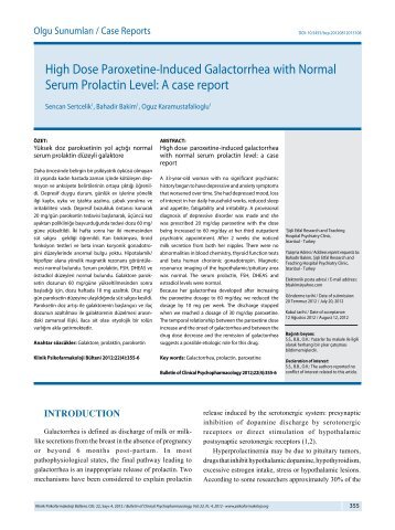 High Dose Paroxetine-Induced Galactorrhea with Normal Serum ...