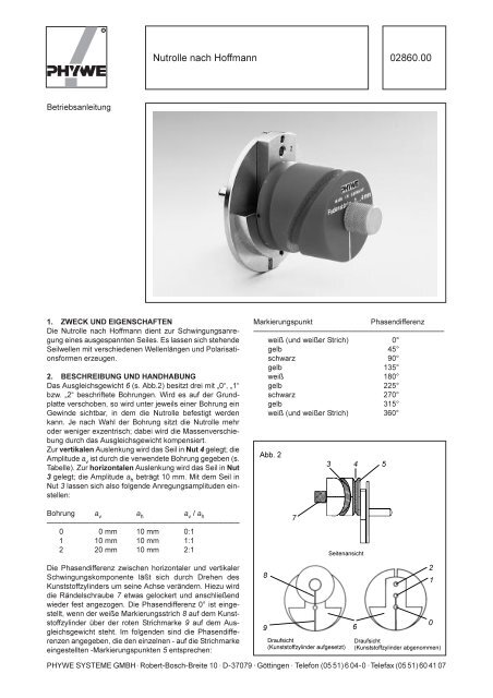 Bedienungsanleitung (59 KB) - Phywe Systeme GmbH