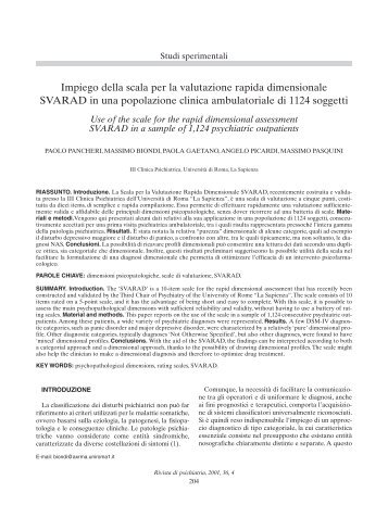 Impiego della scala per la valutazione rapida dimensionale ...