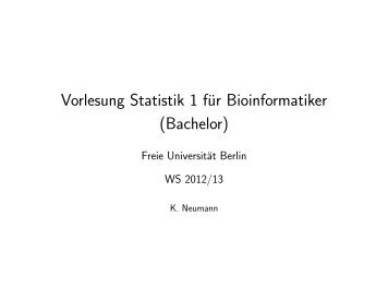 Vorlesung Statistik 1 für Bioinformatiker (Bachelor)