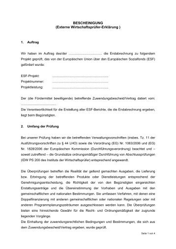 BESCHEINIGUNG (Externe Wirtschaftsprüfer ... - ECG GmbH Berlin