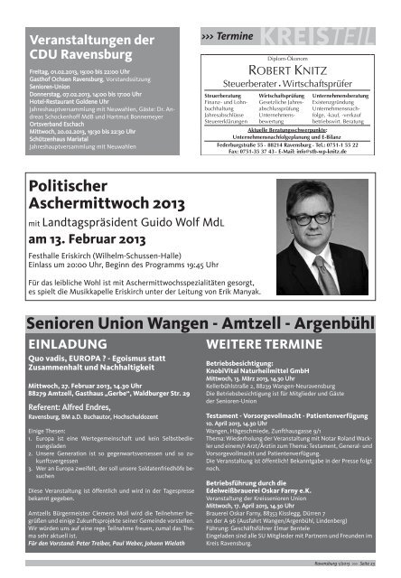 Januar 2013 - CDU Kreisverband Ravensburg