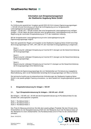 Information zum Einspeisemanagement - Netze der Stadtwerke ...