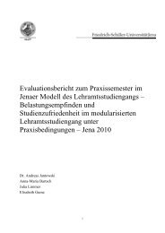 Evaluationsbericht zum Praxissemester im Jenaer Modell des ...