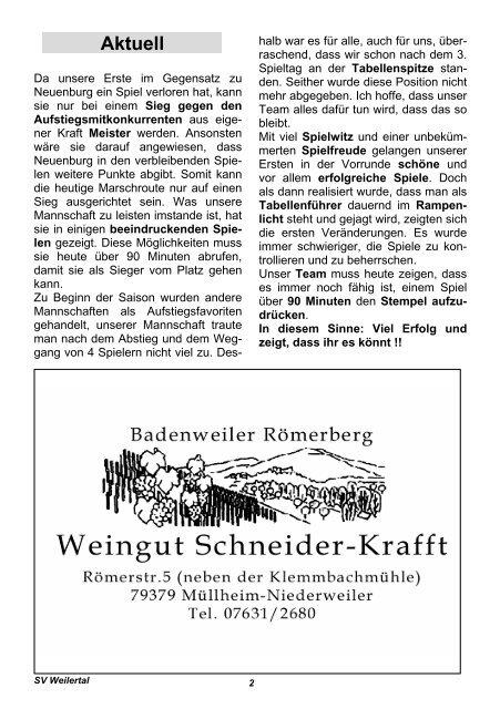 Heft Nr. 8 vom 15.4.07 - SV Weilertal