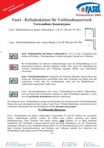 Verblendmauerwerk - Erhard Fasel Rolladenkästen GmbH