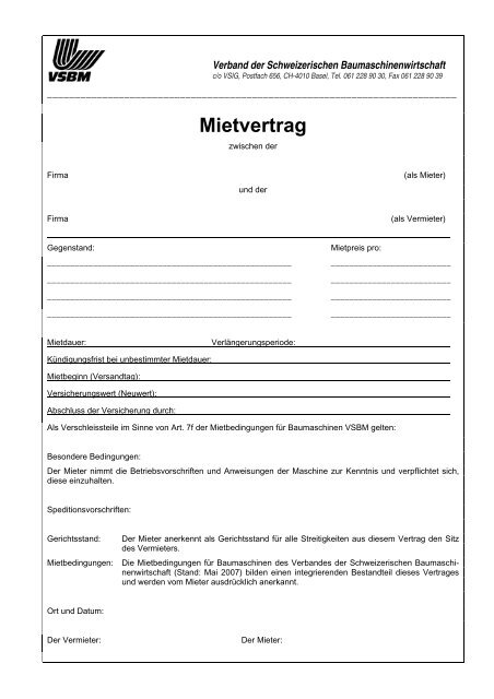 Mietvertrag (PDF) - VSBM