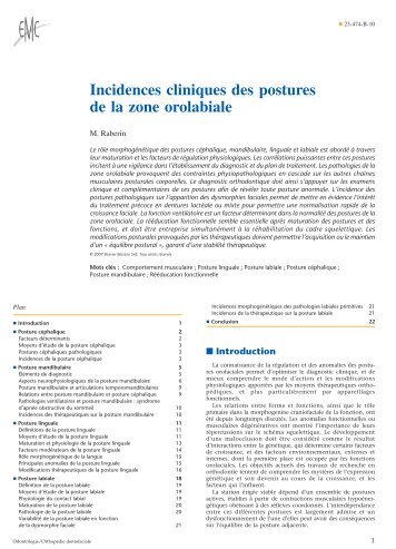 Incidences cliniques des postures de la zone ... - Belbacha Dental