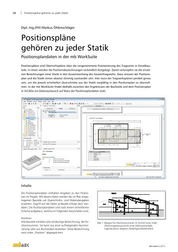 Positionspläne gehören zu jeder Statik - mb AEC Software GmbH