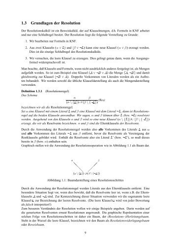 Page 1 1.3 Grundlagen der Resolution Der Resolutionskalkül ist ein ...