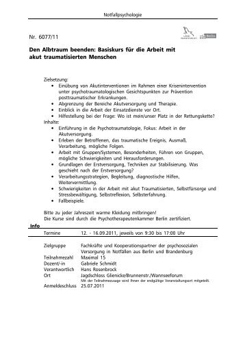 Notfallpsychologie 2011 - SFBB Berlin-Brandenburg - Berlin ...