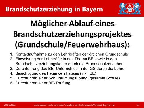 Vortrag Brandschutzerziehung - Landesfeuerwehrverband Bayern
