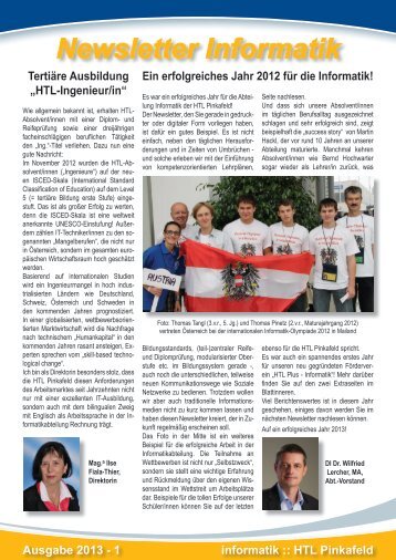 Newsletter Informatik - HTL Pinkafeld