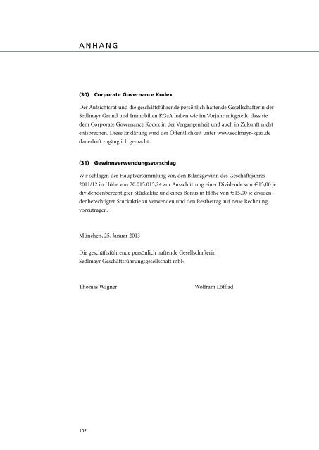 GESCHÄFTSBERICHT 2011/12 - Sedlmayr-kgaa.de