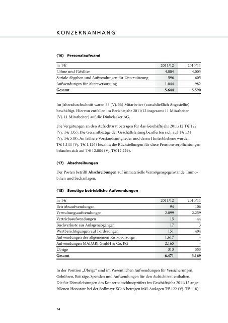 GESCHÄFTSBERICHT 2011/12 - Sedlmayr-kgaa.de