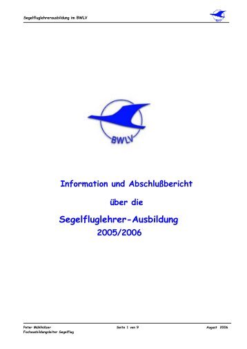 Segelfluglehrer-Ausbildung - Ausbildung im BWLV