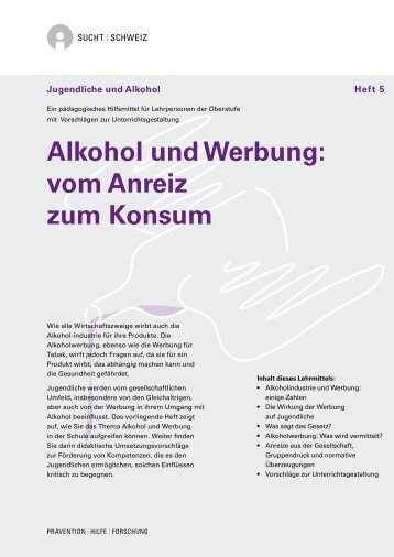 Alkohol und Werbung: vom Anreiz zum Konsum - Sucht Schweiz