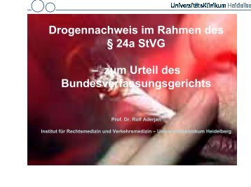 Drogennachweis im Rahmen des § 24a StVG