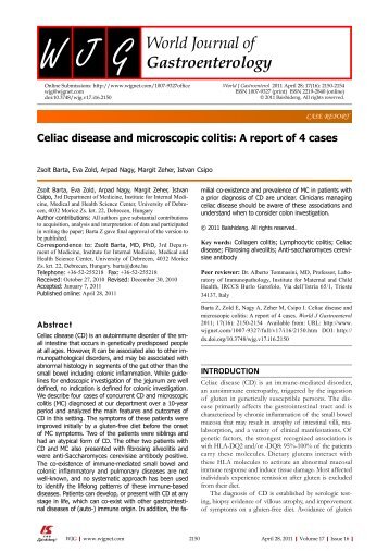 Celiac disease and microscopic colitis - World Journal of ...