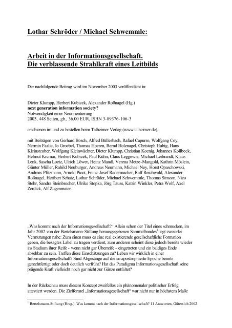 Lothar Schröder / Michael Schwemmle: Arbeit in ... - input-consulting
