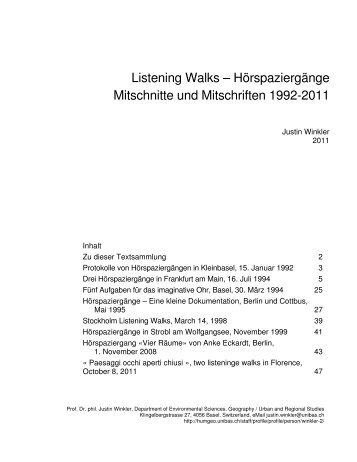 Listening Walks – Hörspaziergänge - iacsa