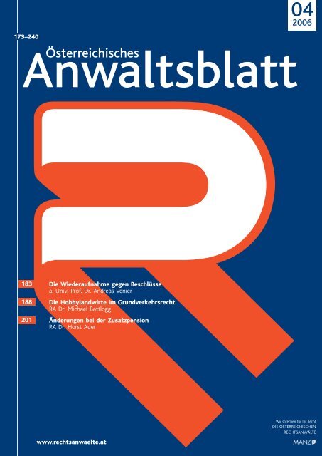 Anwaltsblatt 2006/04 - Österreichischer Rechtsanwaltskammertag