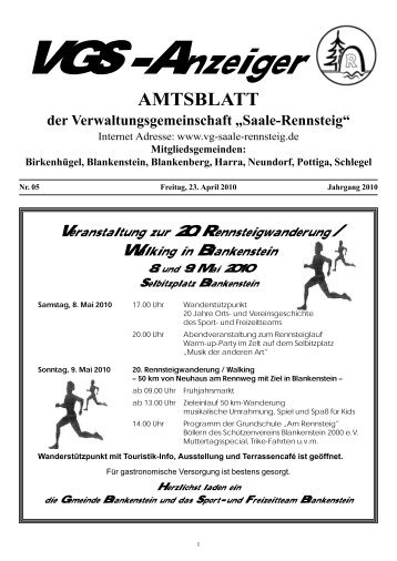 Amtsblatt Nr. 05/2010 - VG Saale-Rennsteig