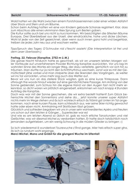 Clubheft Nr. 74 – März 2013 - SAC Sektion Interlaken