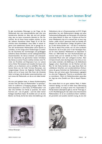 Ramanujan an Hardy: Vom ersten bis zum letzten ... - Mathematik.de