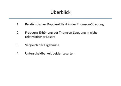 Dopplereffektes bei der Thomsonstreuung