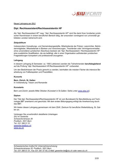 SIU-Pressedienst - Schweizerischer Gewerbeverband sgv