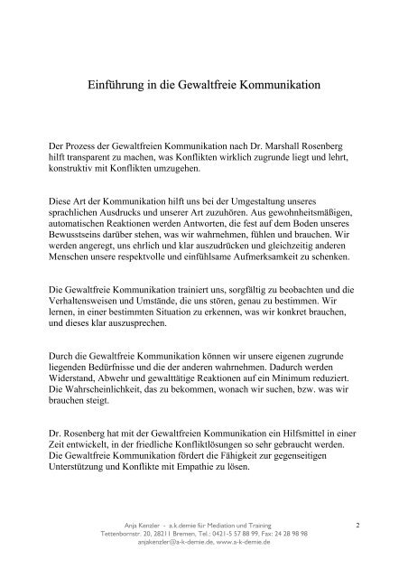 "Gewaltfreie Kommunikation" vom 17. September 2004 (.pdf 83 kb)